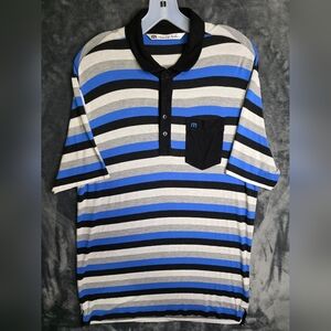 Travis Mathew Blue and Black Polo Shirt
